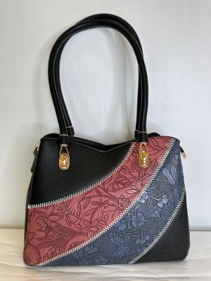 T1589A  Top zip purse w/3 inside compartments and extra crossbody strap