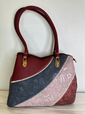 T1589A  Top zip purse w/3 inside zips and extra crossbody strap