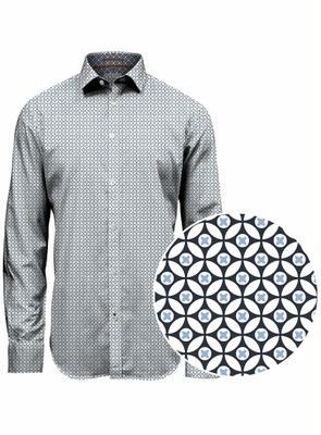 7564756 Men&#39;s long sleeve easy care 4 way stretch print shirt