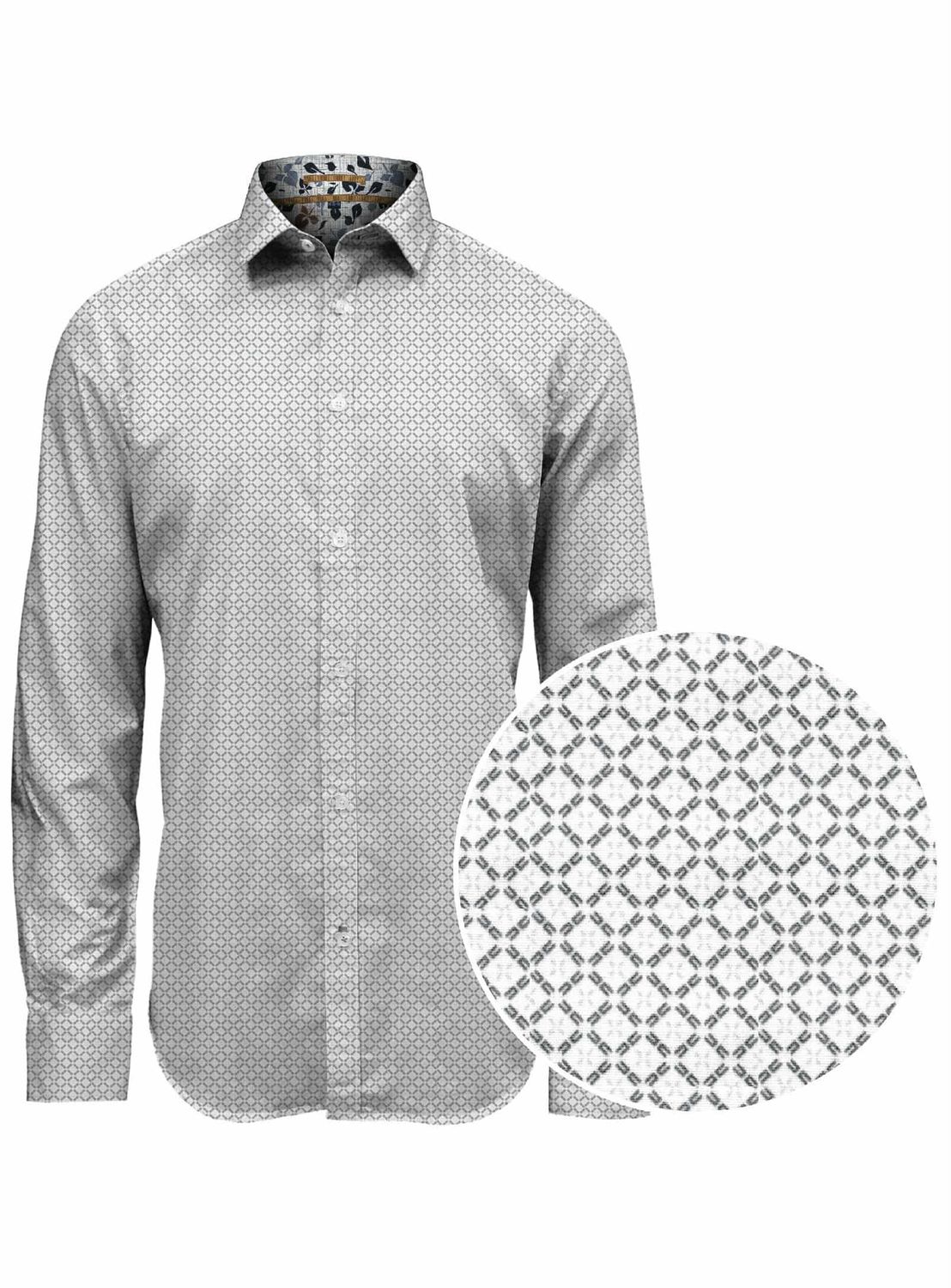 7564776 Men&#39;s long sleeve easy care 4 way stretch print button shirt