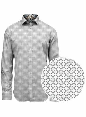 7564776 Men's long sleeve easy care 4 way stretch print button shirt