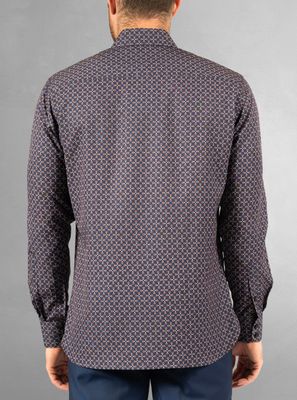 121678 Men&#39;s print stretch button shirt