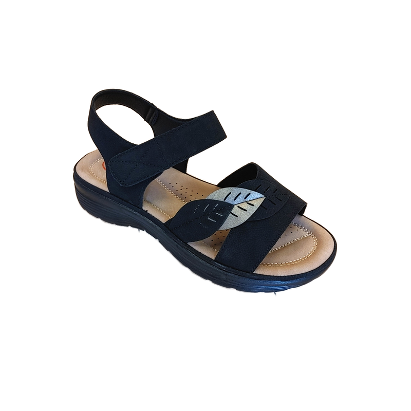 2255665 Ladies velcro flat sandal w/back strap