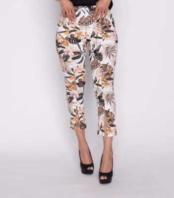3043-3886 ladies millenium floral print pull on capri pant