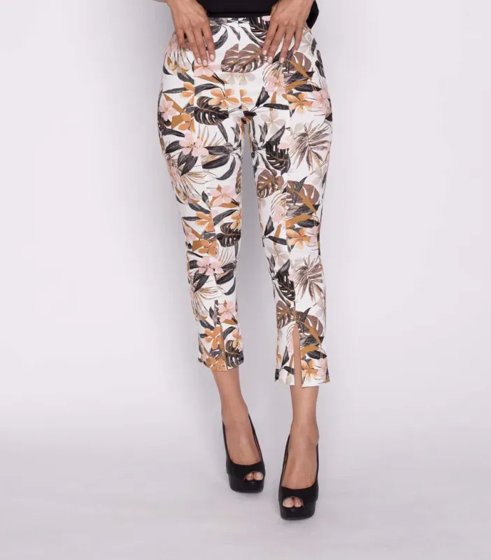 3043-3886 ladies millenium floral print pull on capri pant
