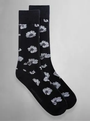 75525 Men's cotton blend printed dress sock