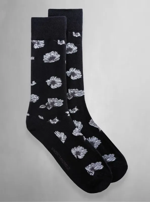 75525 Men's cotton blend printed dress sock