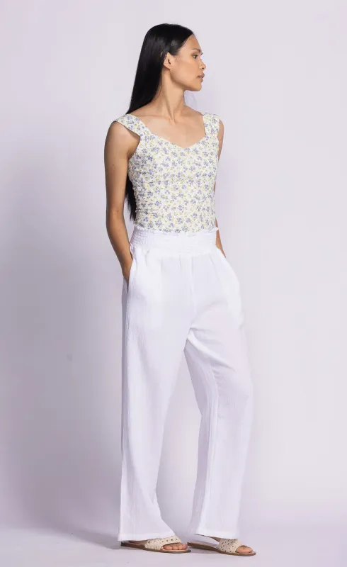 PA-240510W Elastic waist wide leg vail pant w/pockets