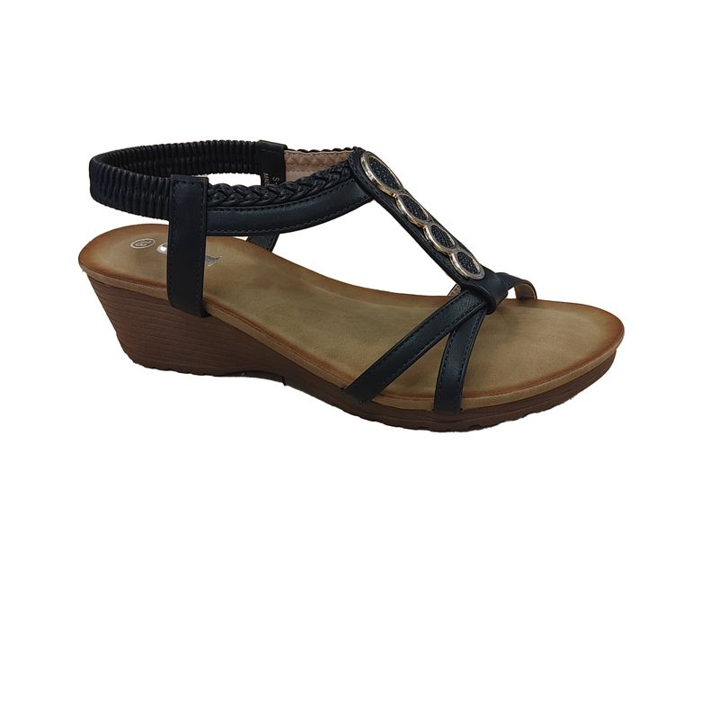 S-1543 Wedge sandal w/gold circle detail
