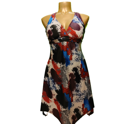 tankini #9 long criss cross back tunic top with shorts on bottom