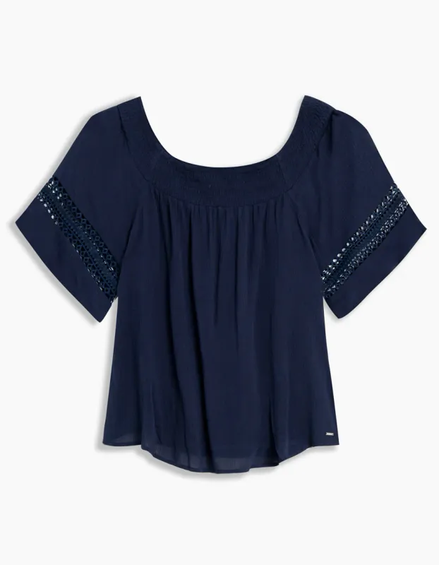 2160 off the shoulder blouse w/flare sleeves