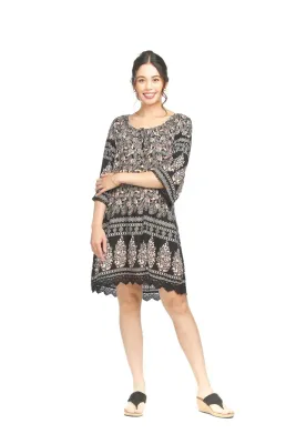 PD-18550 Ladies off the shoulder border 3/4 sleeve dress