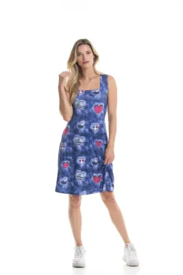 5004 Sleeveless heart print sundress