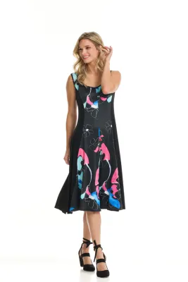 RP-COMBO-655 ladies sleeveless 3/4 length dress w/side panels