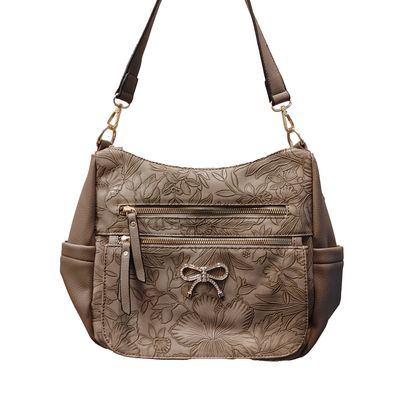 TO431-2 hobo style shoulder bag w/bow on front and extra strap