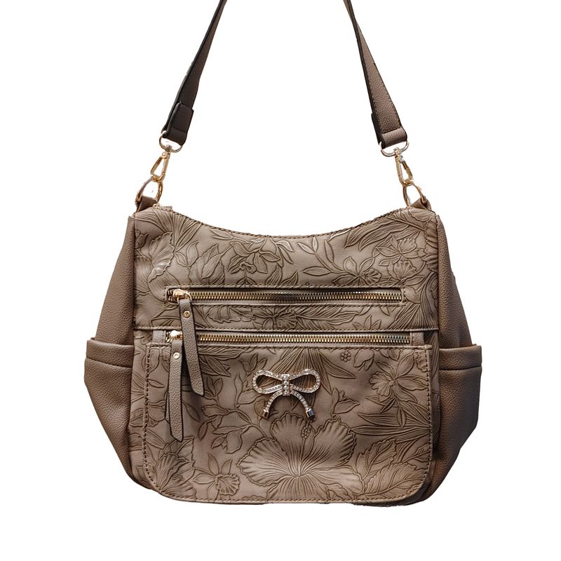 TO431-2 hobo style shoulder bag w/bow on front and extra strap