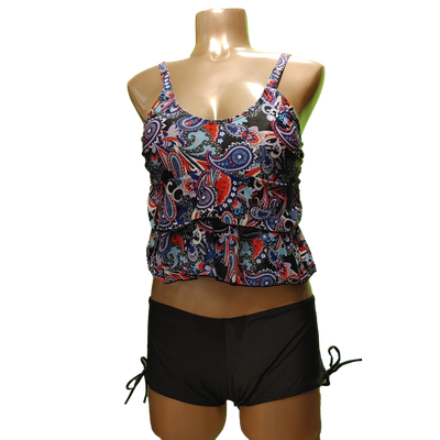 5826  layered tankini top w/boy shorts