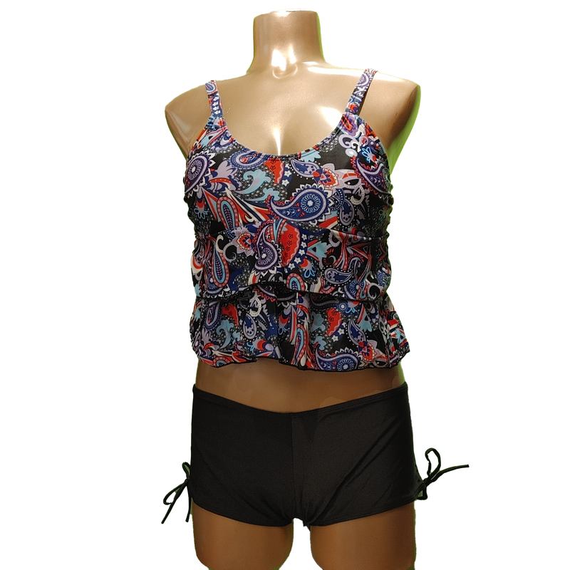 5826  layered tankini top w/boy shorts