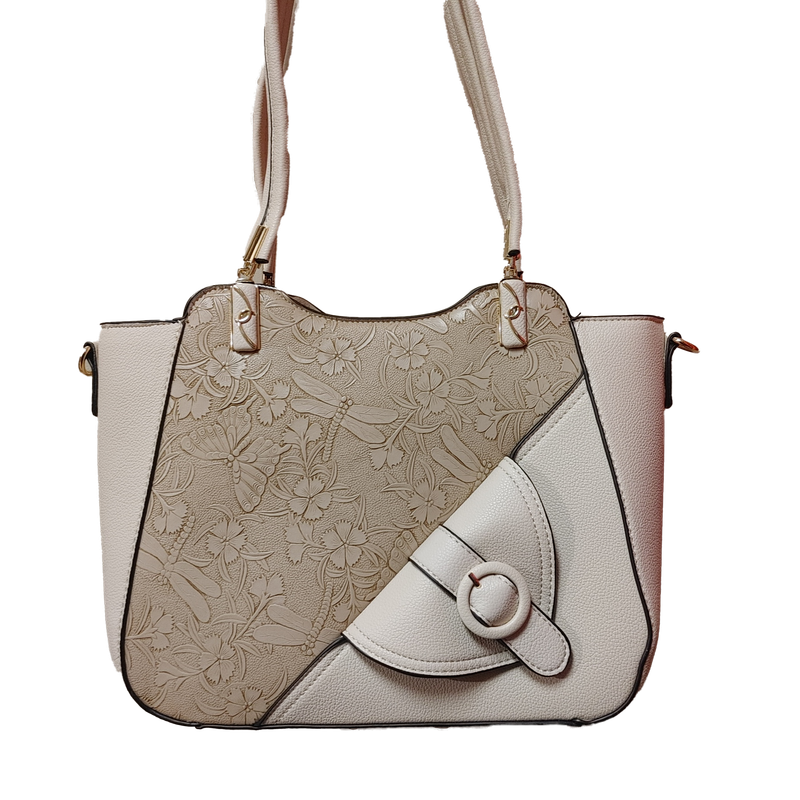 TO-1297A Top zip purse w/front buckle detail and extra strap