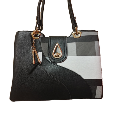 TO-1121 Top zip plaid purse w/3 inside compartments and extra strap