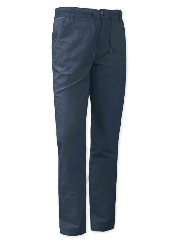 7269209 mens linen pant w/elastic waistband, drawcord