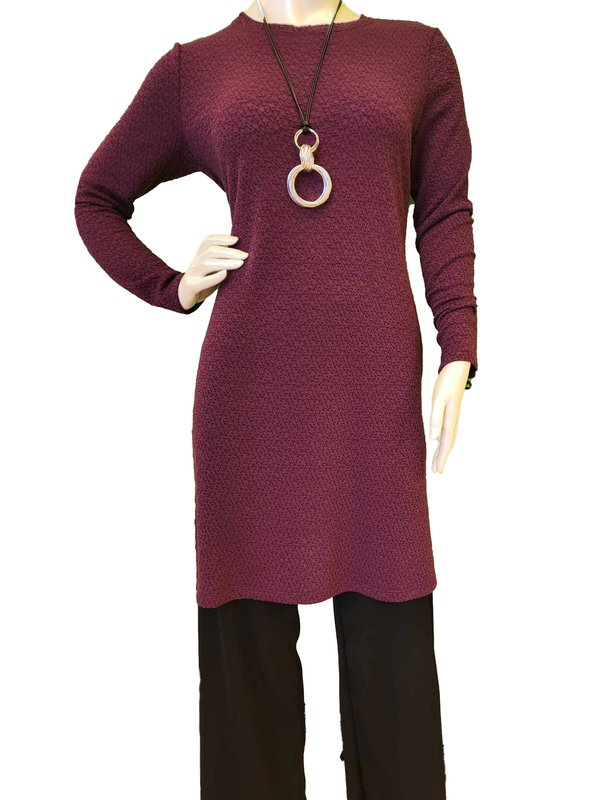20-7436 ladies l/s tunic dress w/side slits