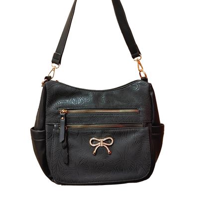 TO431-2 hobo style shoulder bag w/bow on front and extra strap