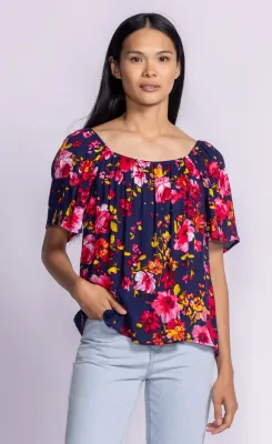 TO-240513BL Ladies floral Stacey top