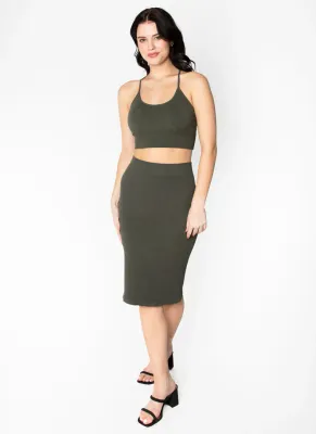 CEBSK1001 bamboo fitted ribbed skirt