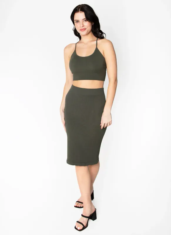 CEBSK1001 bamboo fitted ribbed skirt