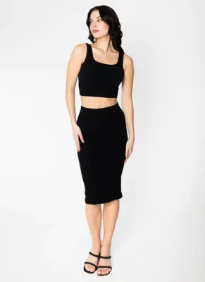 CEBSK1001 bamboo fitted ribbed skirt