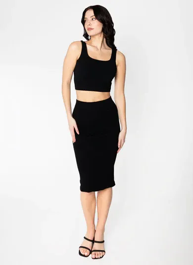 CEBSK1001 bamboo fitted ribbed skirt