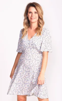DR-230518BL ladies short sleeve floral dress DR-230518BL ladies short sleeve floral dress
