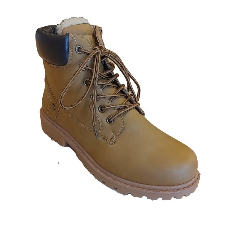 2125400 mens lace up fur lined water resistant short boot w/inside ziperr for easy access