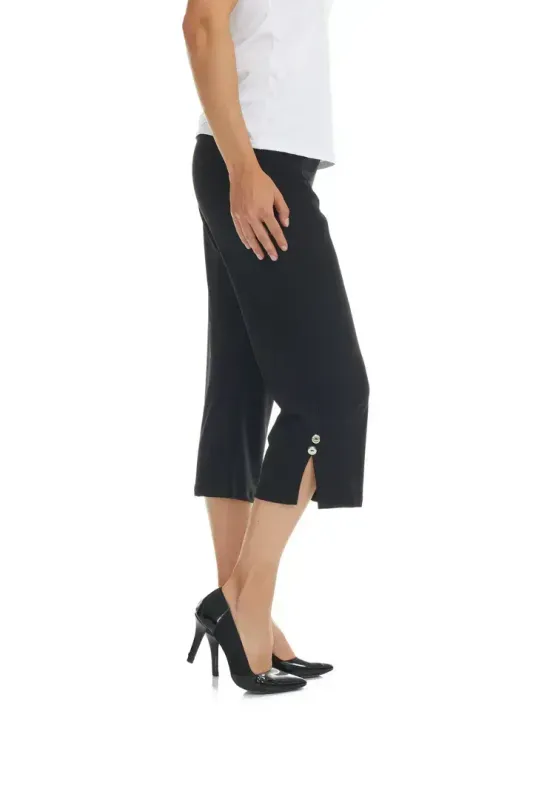 CP01-B Ladies wide leg capri w/2 buttons on leg