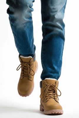 2125400 mens lace up fur lined water resistant short boot w/inside ziperr for easy access