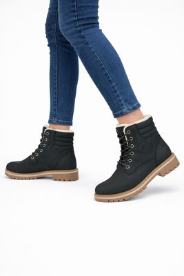 2135129 short lace up winter lined boot w/inside zipper for easy access