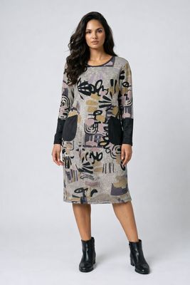 6-72017 ladies sweater dress tunic w/button detail