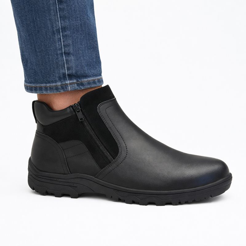 2117480G mens fur lined short winter boot w/zip entry and retractable cleats