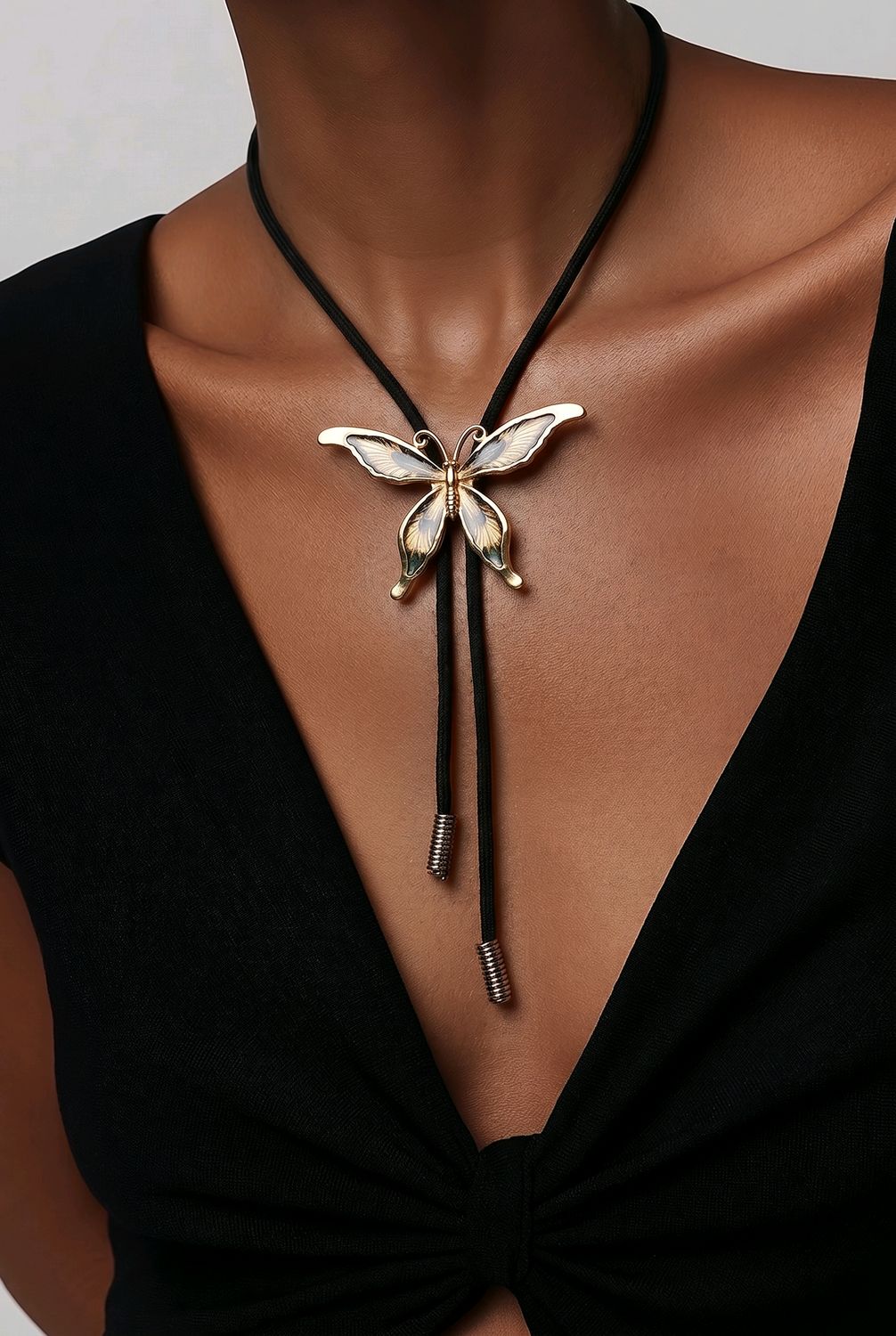 NL060-A1038 rope necklace w/butterfly