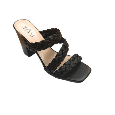 PHOEBE-01 Ladies 3 braided strap open toe heel shoe