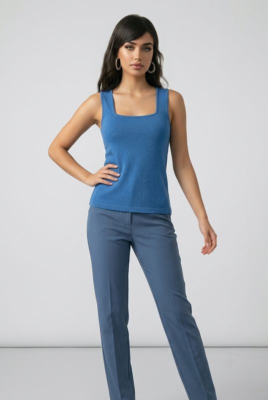 SW-2302SP24BLU ribbed tank w/thick strap