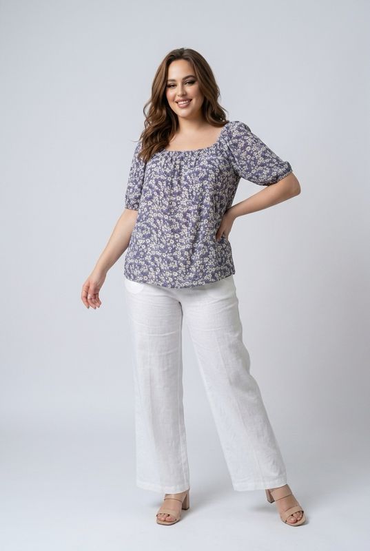 TO-230511BL s/s loose floral top