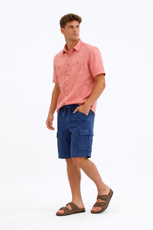 7265014 mens linen blend cargo shorts 11 inch inseam w/drawstring