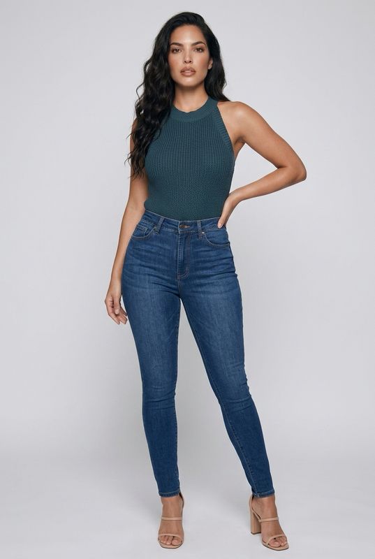 SW-2417B sleeveless high neck  knit tank sweater
