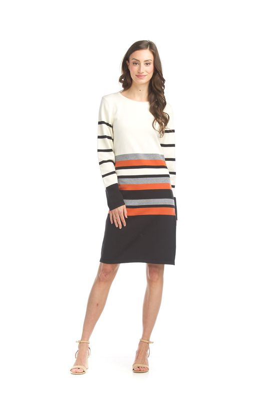 SD-17402 Women's multi stripe knit sweater dress