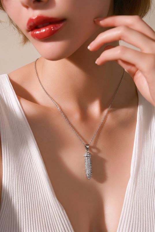 NL050-9830-S Long drop pendant w/rhinestone jewels