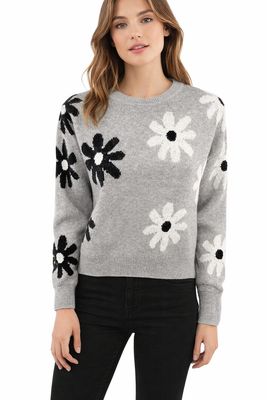 MON3338 Ladies long sleeve floral pull over sweater MON3338 Ladies long sleeve floral pull over sweater
