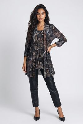 AM213 Ladies 3/4 sleeve open print cardigan