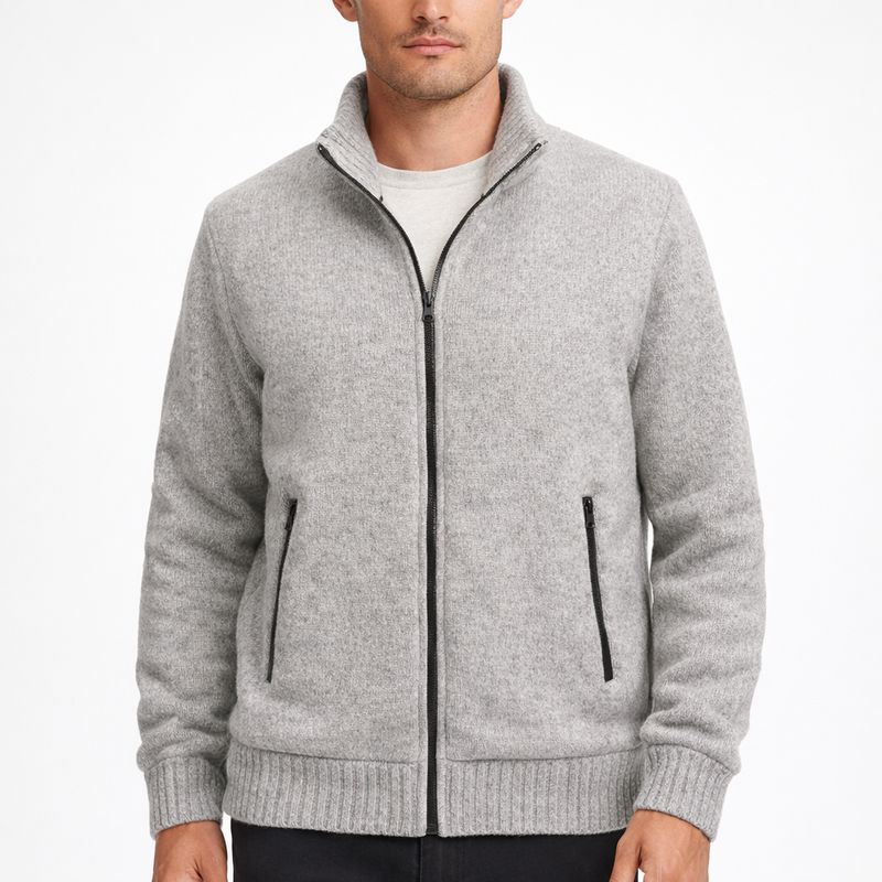145868 Men's full zip bonded sweater w/pockets